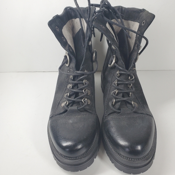 - New Miz Mooz Laight Black Combat Boots - Picture 3 of 8